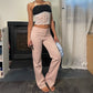 Vintage 2000s light pink mid rise trouser pants straight leg fit (XS)