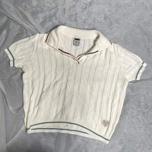 Vintage 90s Fila Knitted Polo Shirt Crop (M) Made in Italy Blokette Bella Hadid