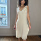 Italian designer 00s detailed semi sheer tan silk mesh midi dress (S/M)