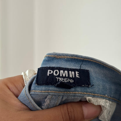 Vintage Light Wash Embellished Bootcut Jeans Euro Y2K (S)