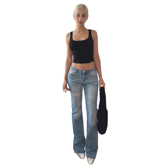 Vintage Light Wash Denim Bootcut Jeans Low Rise Faded Italy Y2K (S)