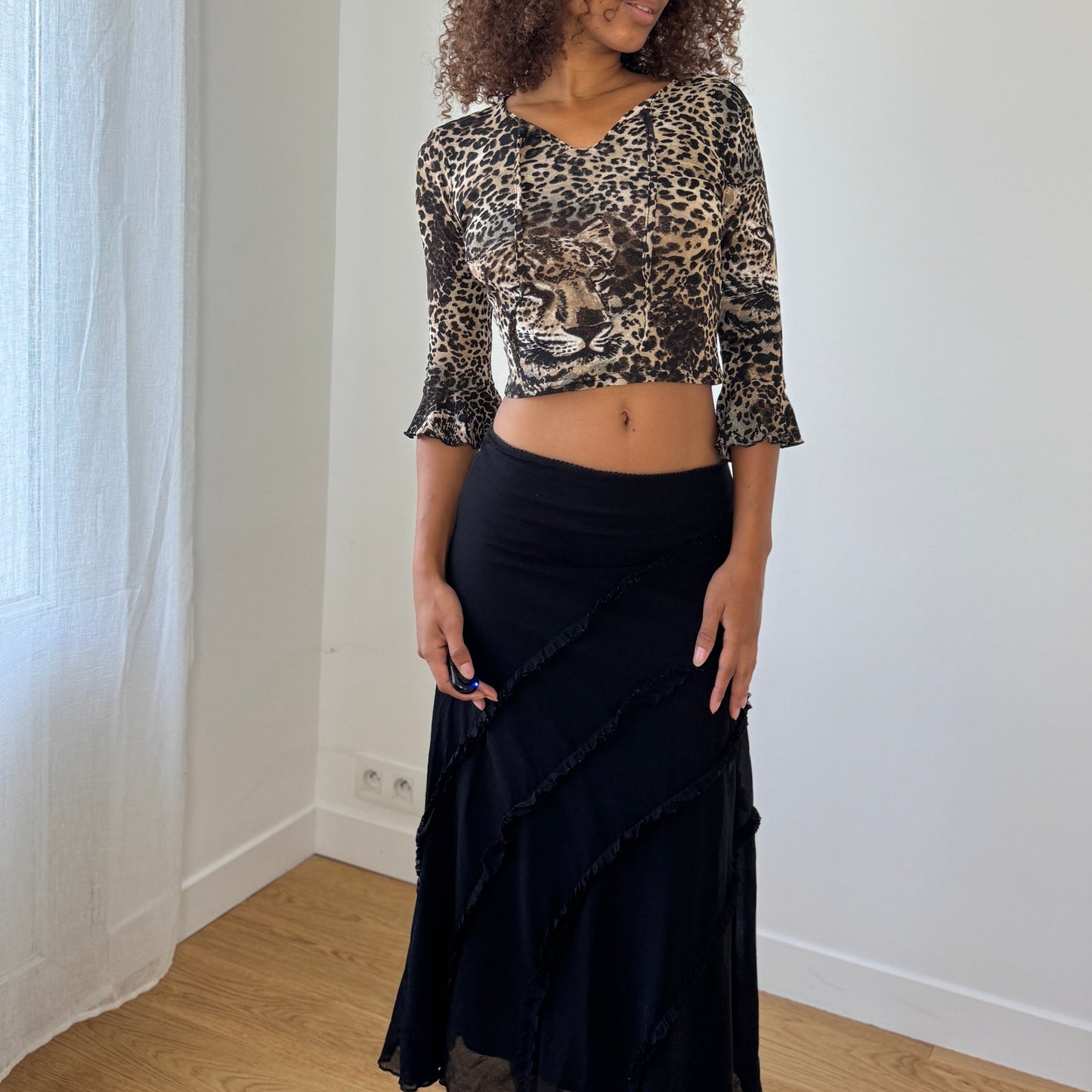 Vintage Mesh Leopard Face Top (XS/S)