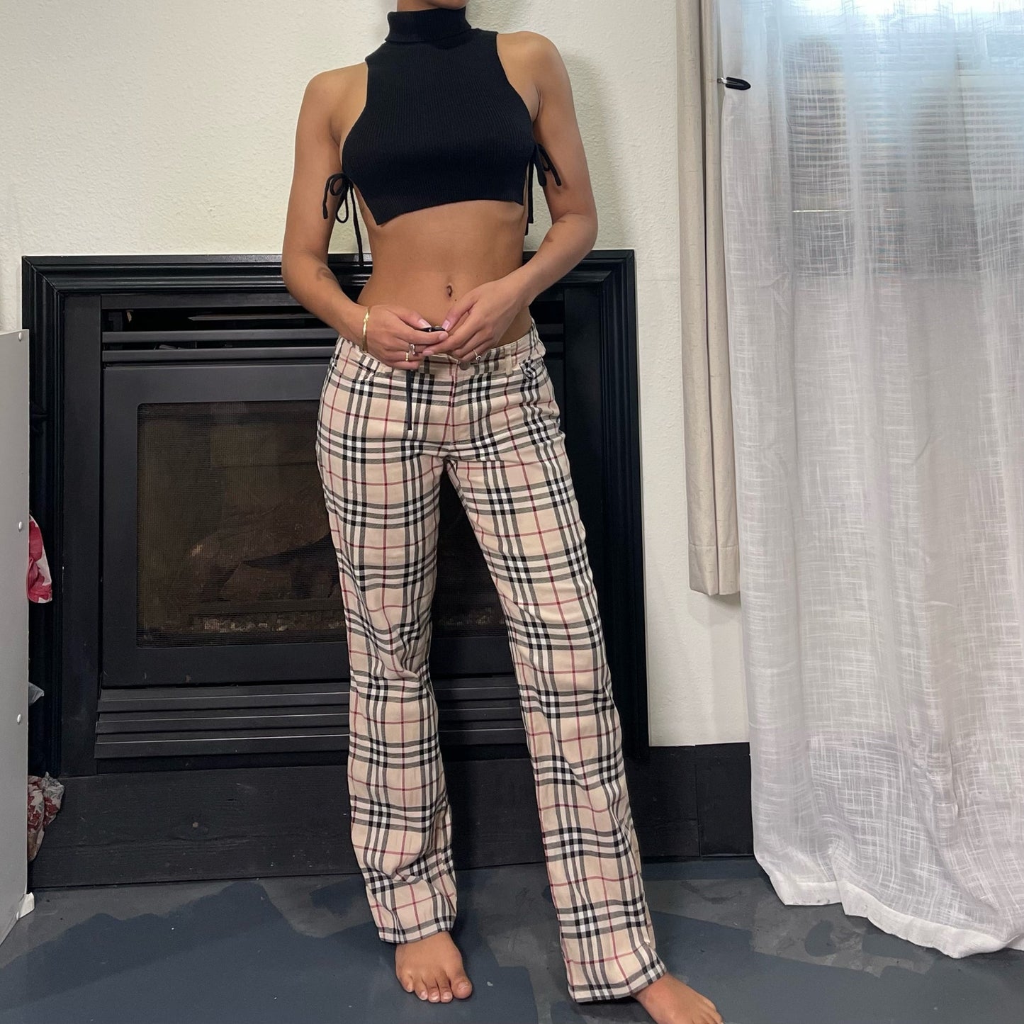 Vintage Burberry nova plaid straight leg fit pants (XS)