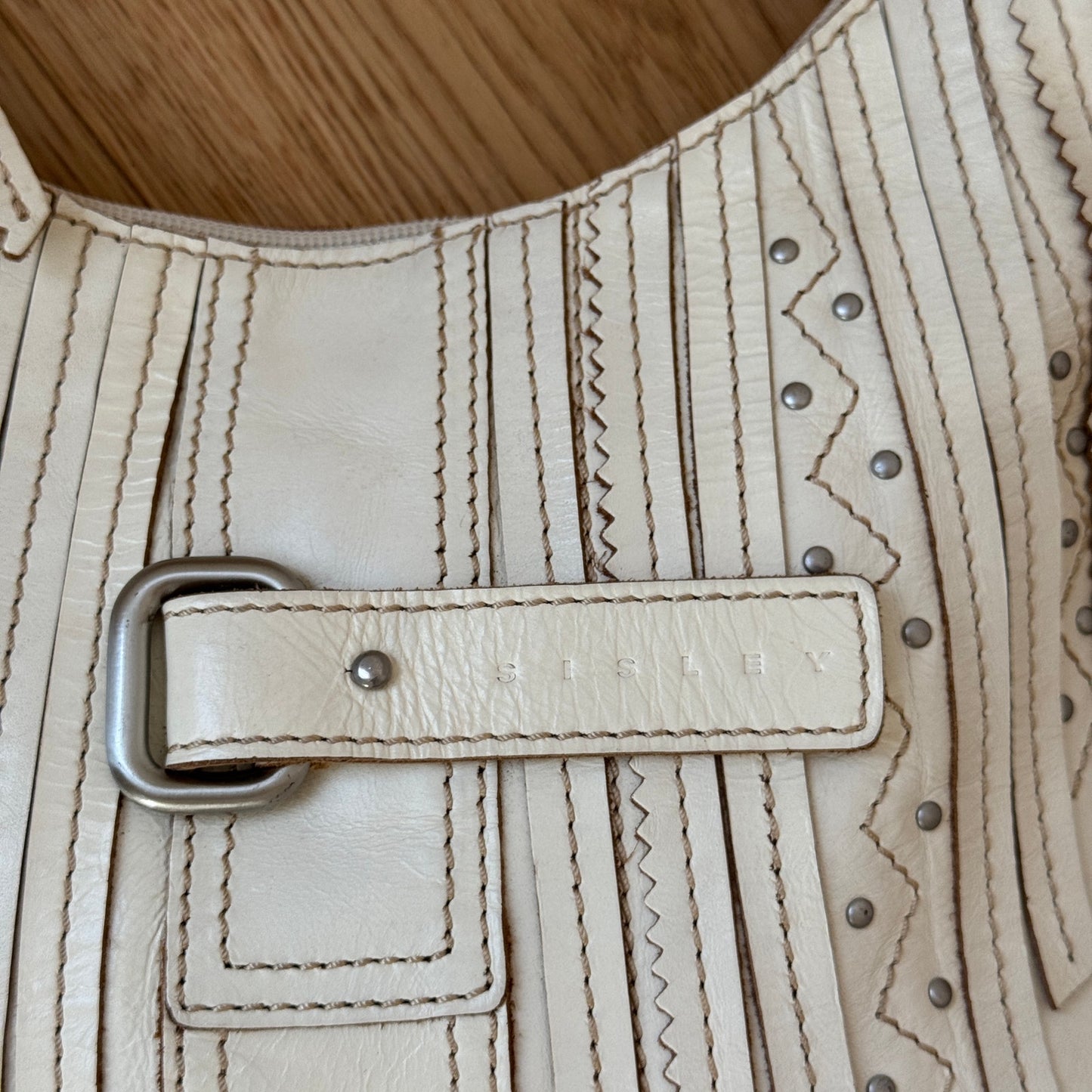 Vintage Sisley Ivory Leather Bag