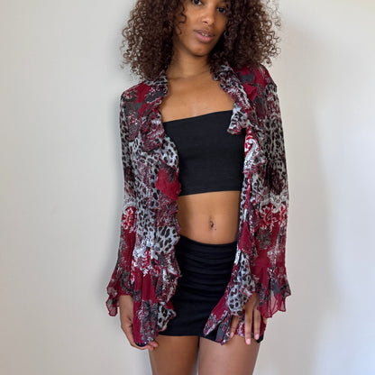 Vintage Italian Ruffle Mesh Cardigan (M)