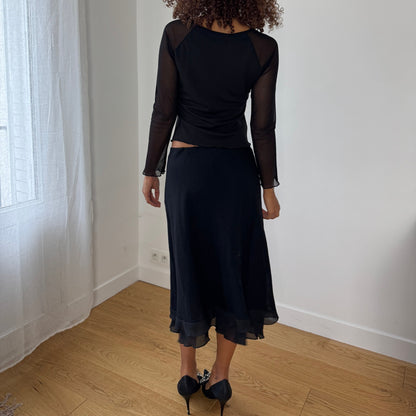 Vintage Y2K Sheer Mesh Sequin Top (S/M)