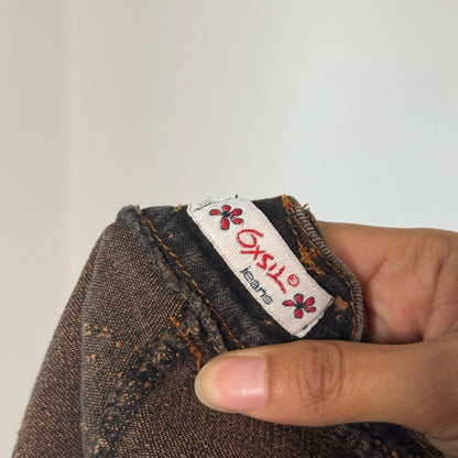 Vintage Italian Brown Embroidered Low Rise Jeans (XS)