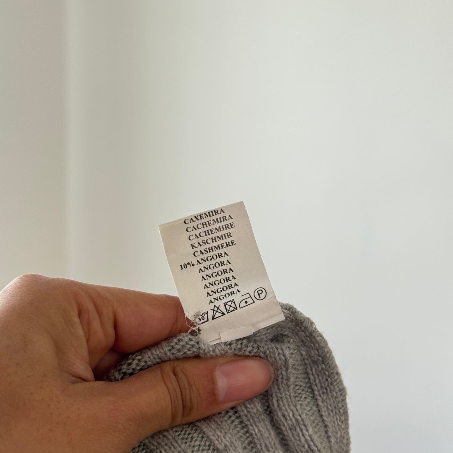 Vintage Italian Grey Sequin Embellished Knit Turtleneck Sweater Wool Angora Blend (S/M)