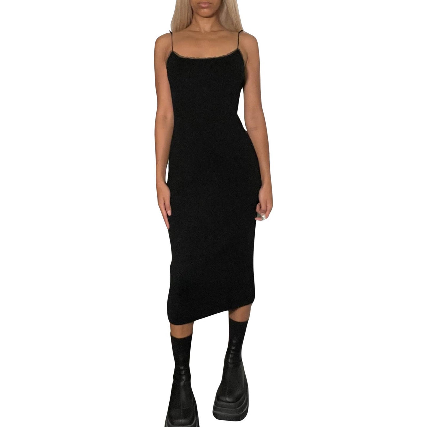 Vintage Y2k Italian Designer Black Knit Dress (XS-S)