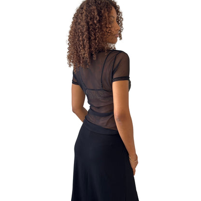 Vintage Cop Copine “2026” sheer mesh graphic short-sleeve top (Small)