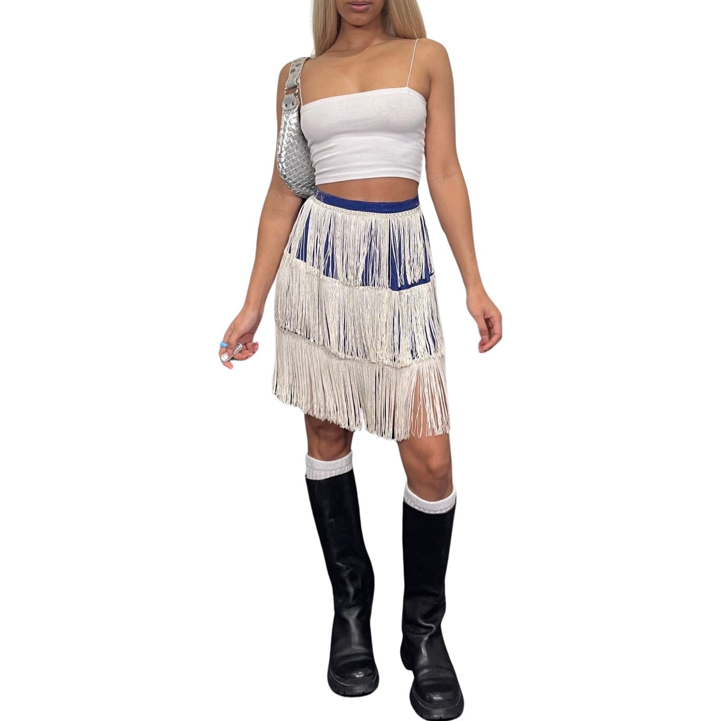 Vintage Fringe Skirt (XS) Festival Sparkles
