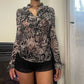 Vintage 00s mesh snake print Fitted Blouse (S)