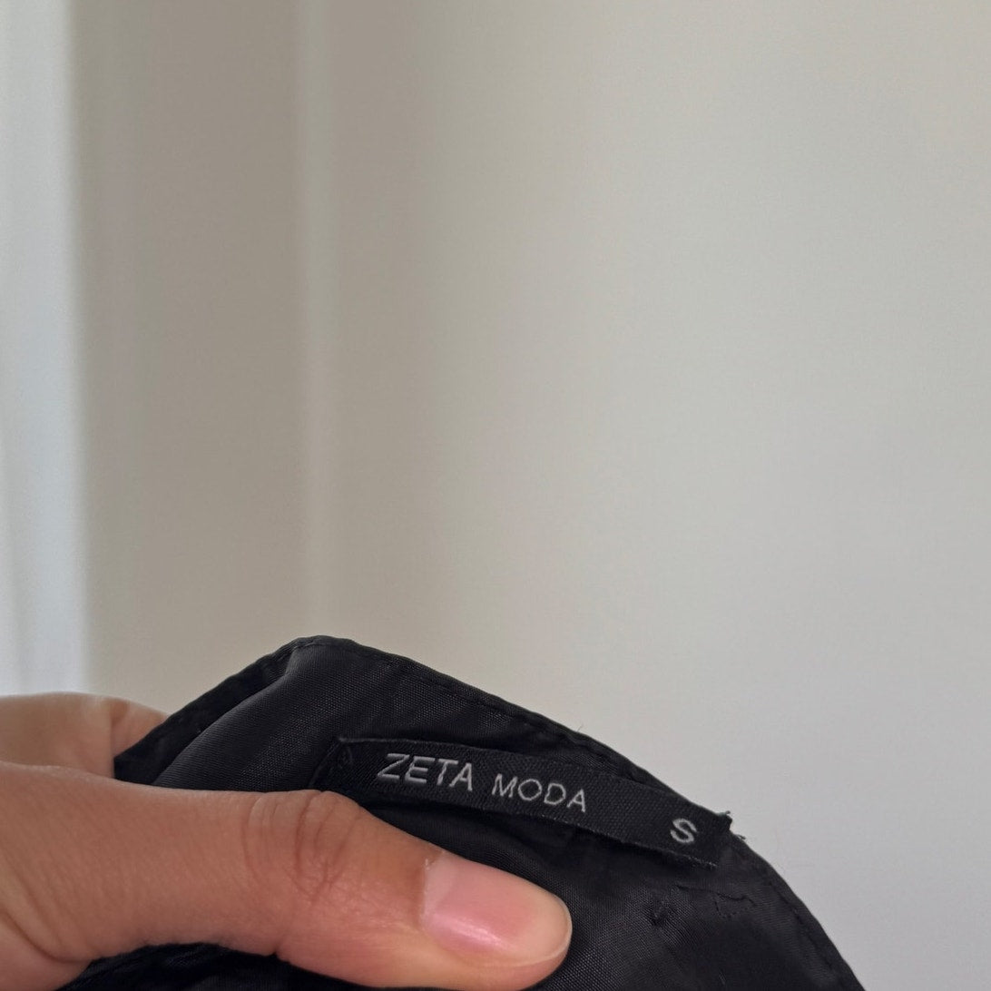 Vintage Italian Black Tiered Midi Skirt Lace Trim (S)