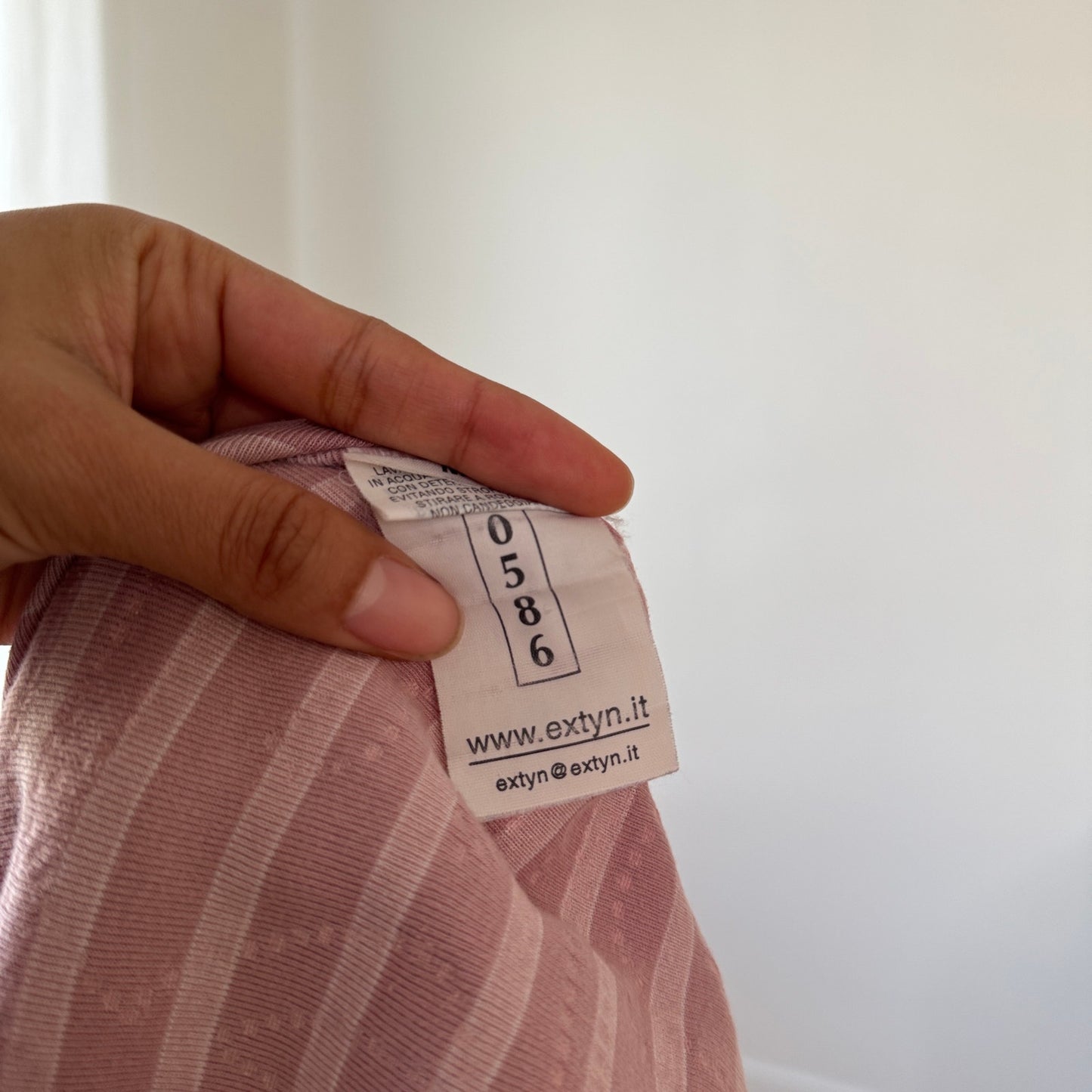 Vintage Italian Pink Textured Graphic Long Sleeve Top Stripe (S)