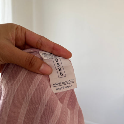 Vintage Italian Pink Textured Graphic Long Sleeve Top Stripe (S)