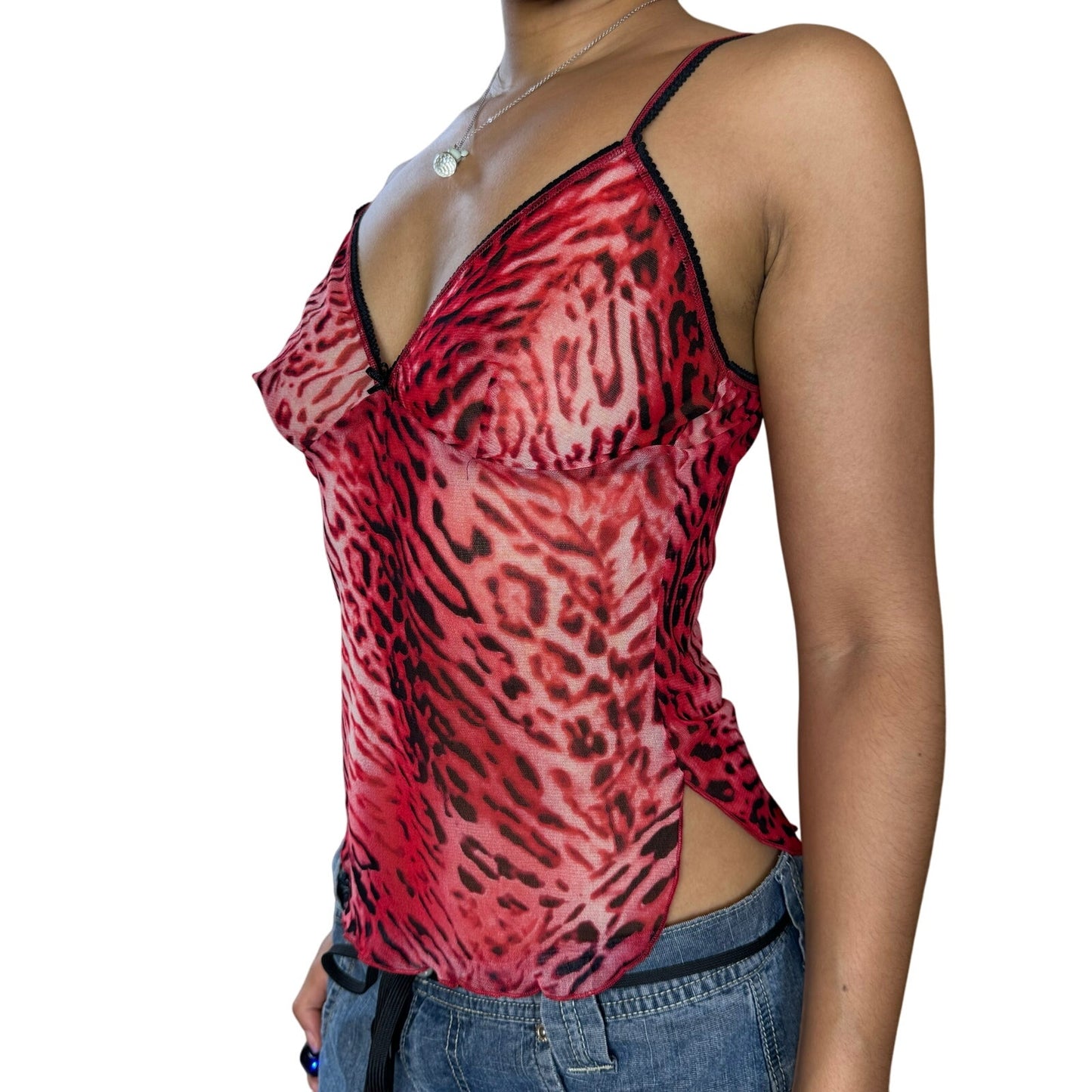 Vintage Red Cheetah Mesh Cami (S/M)