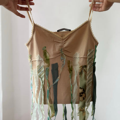Vintage Cream Patchwork Ribbon Cami Top Liu Jo (S)
