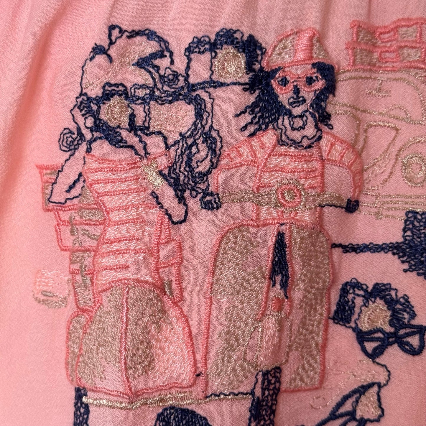 Vintage Pink Embroidered Layered Midi Skirt Italian Designer Y2K (S)