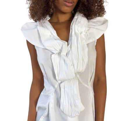 Vintage Italian Statement Ruffle-Scarf Blouse (S)