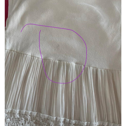 Vintage White Crinkle Tiered Maxi Skirt Lace Trim Y2K Italian (S)