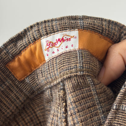 Vintage Euro brown plaid wool capri pants (XS/S)