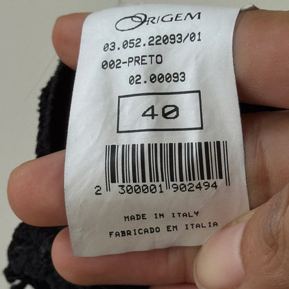 Vintage Italian black embroidered chiffon midi skirt with elastic waistband S/M