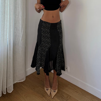 Vintage Italian Polka Dot Mesh Midi Skirt (S)