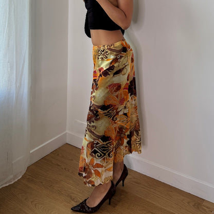 Vintage Abstract Tribal Mesh Maxi Skirt Rare Archive Print French Vintage (S) ⠀