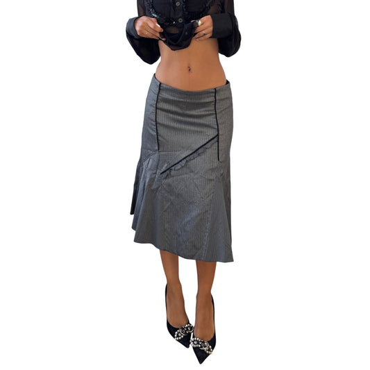 Vintage Italian asymmetrical pleated skirt with contrast paneling (Small)