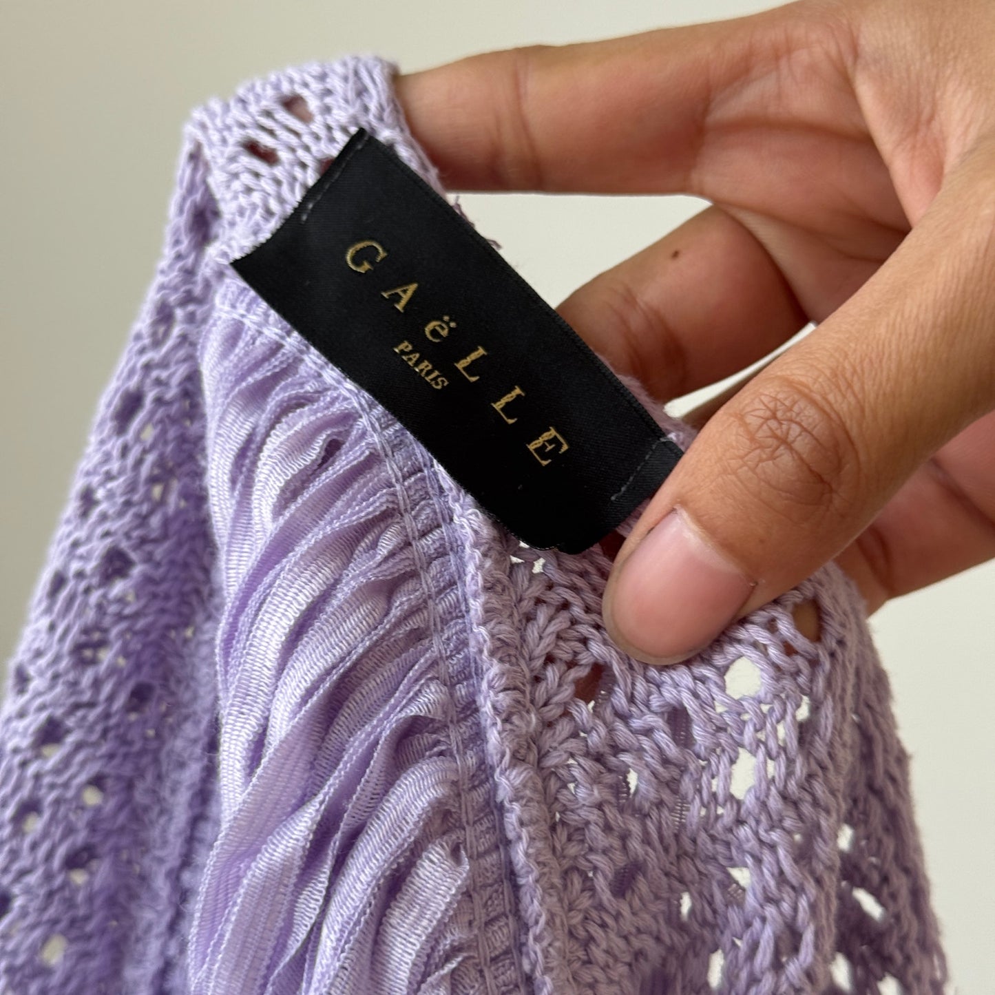 Vintage Italian lavender fringe knit cami (S/M)