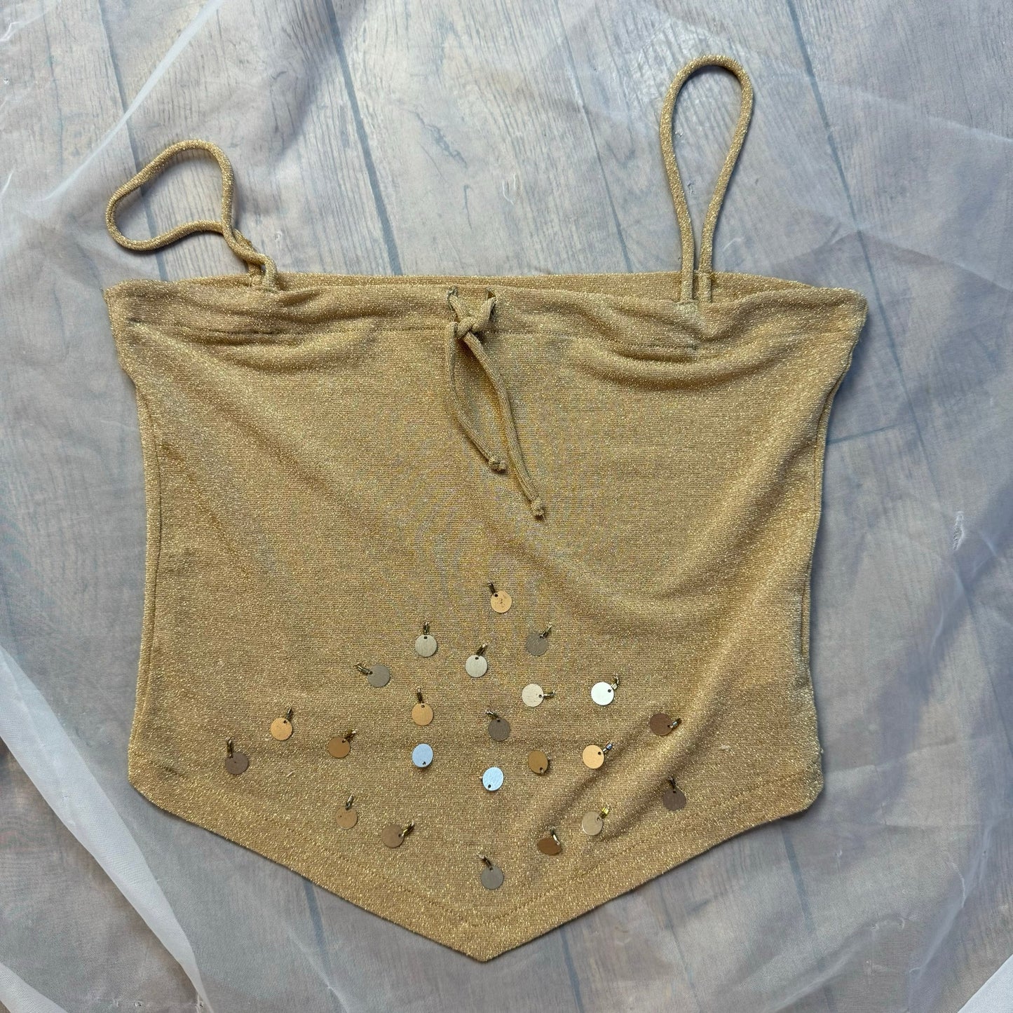 Vintage Pinko Gold Sequin Cami Top (S)