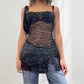 Made in Italy - Vintage 90s sheer lace blouse gradient color (XS-S)