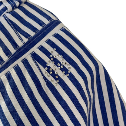 Vintage Blue White Stripe High Waist Shorts Y2K Blumarine Cotton (XS)