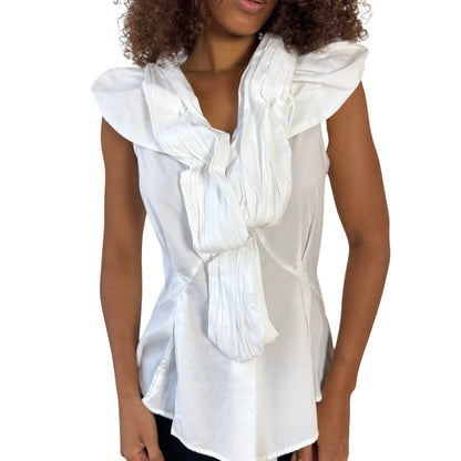 Vintage Italian Statement Ruffle-Scarf Blouse (S)