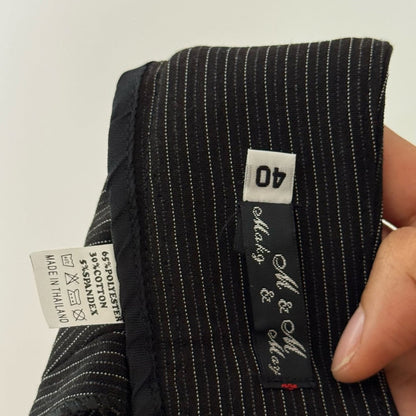 European vintage Y2K black & white pinstripe low-rise trousers with flared wide legs