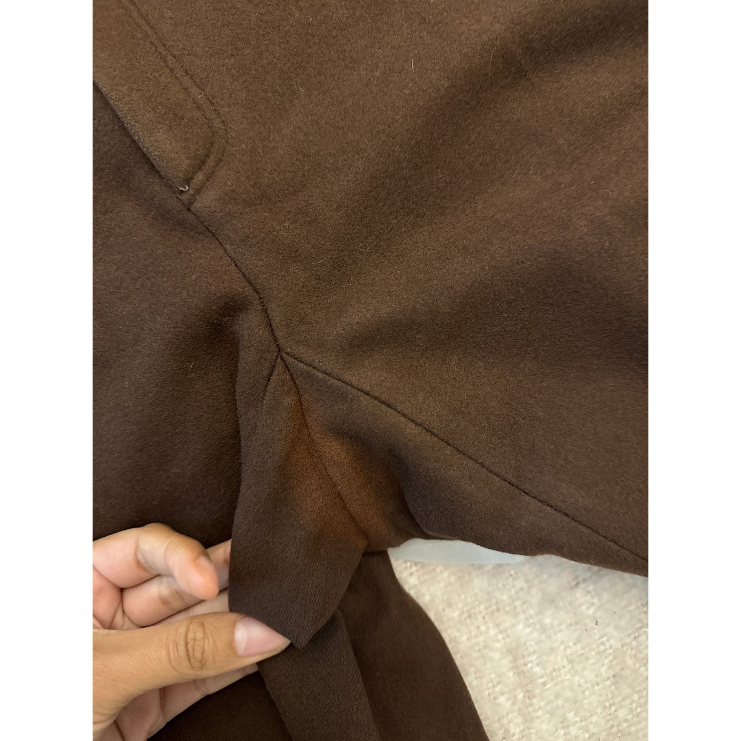 Vintage Italian chocolate brown wide-leg trousers with embroidered front details (S/M)