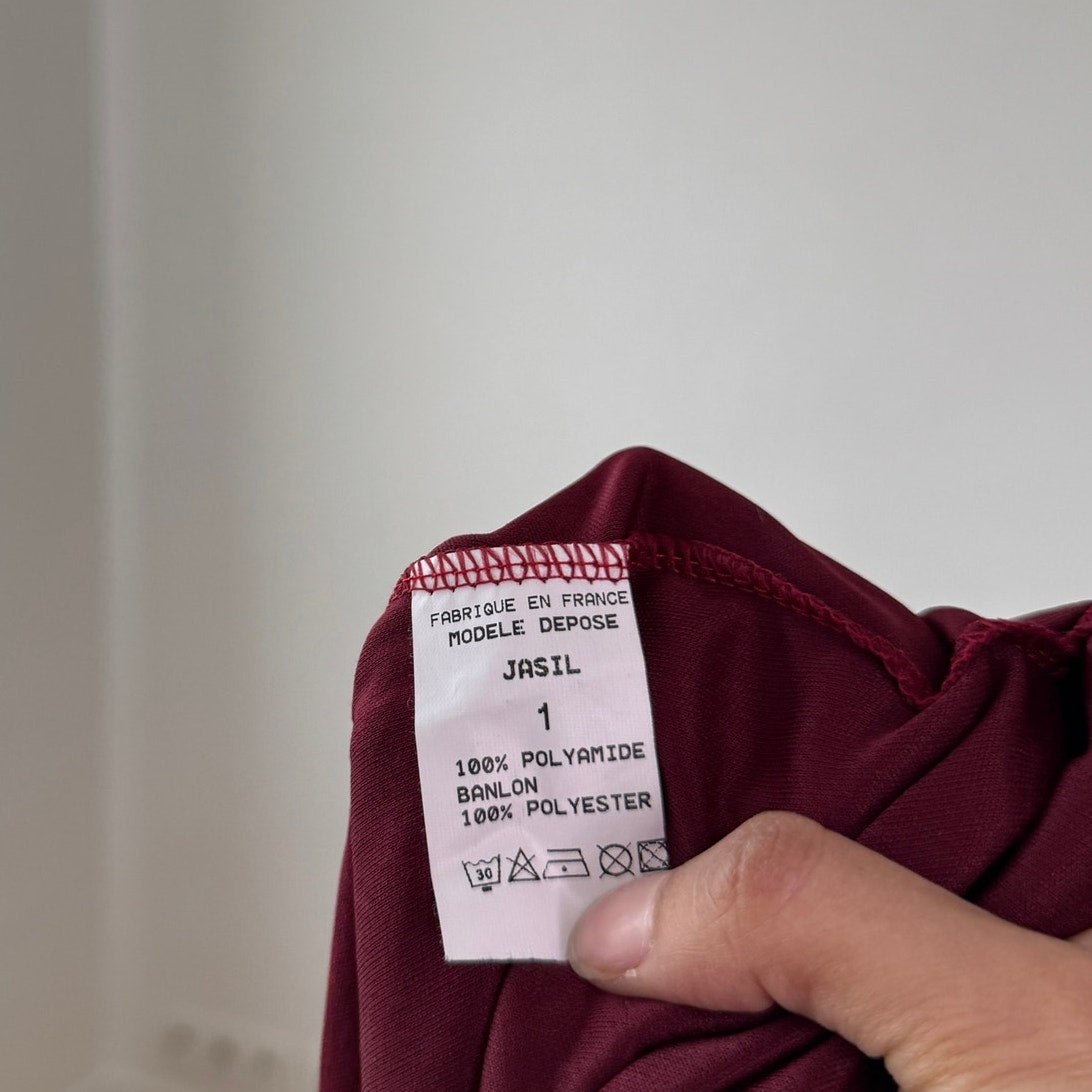 Vintage Burgundy Floral & Cheetah Lace Midi Skirt Y2K French (S)