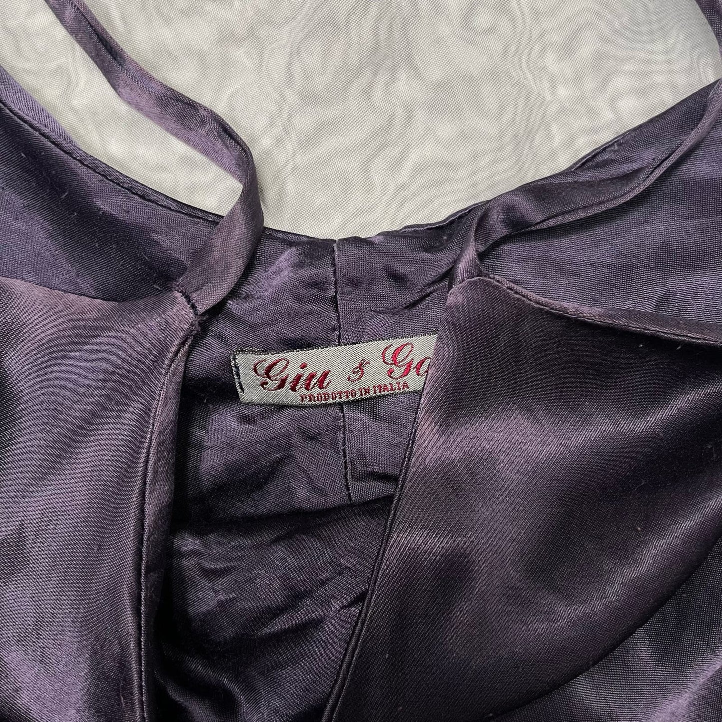 Vintage Y2K Purple Satin Slip Dress (M) Elegant Prom Party Made in Italy