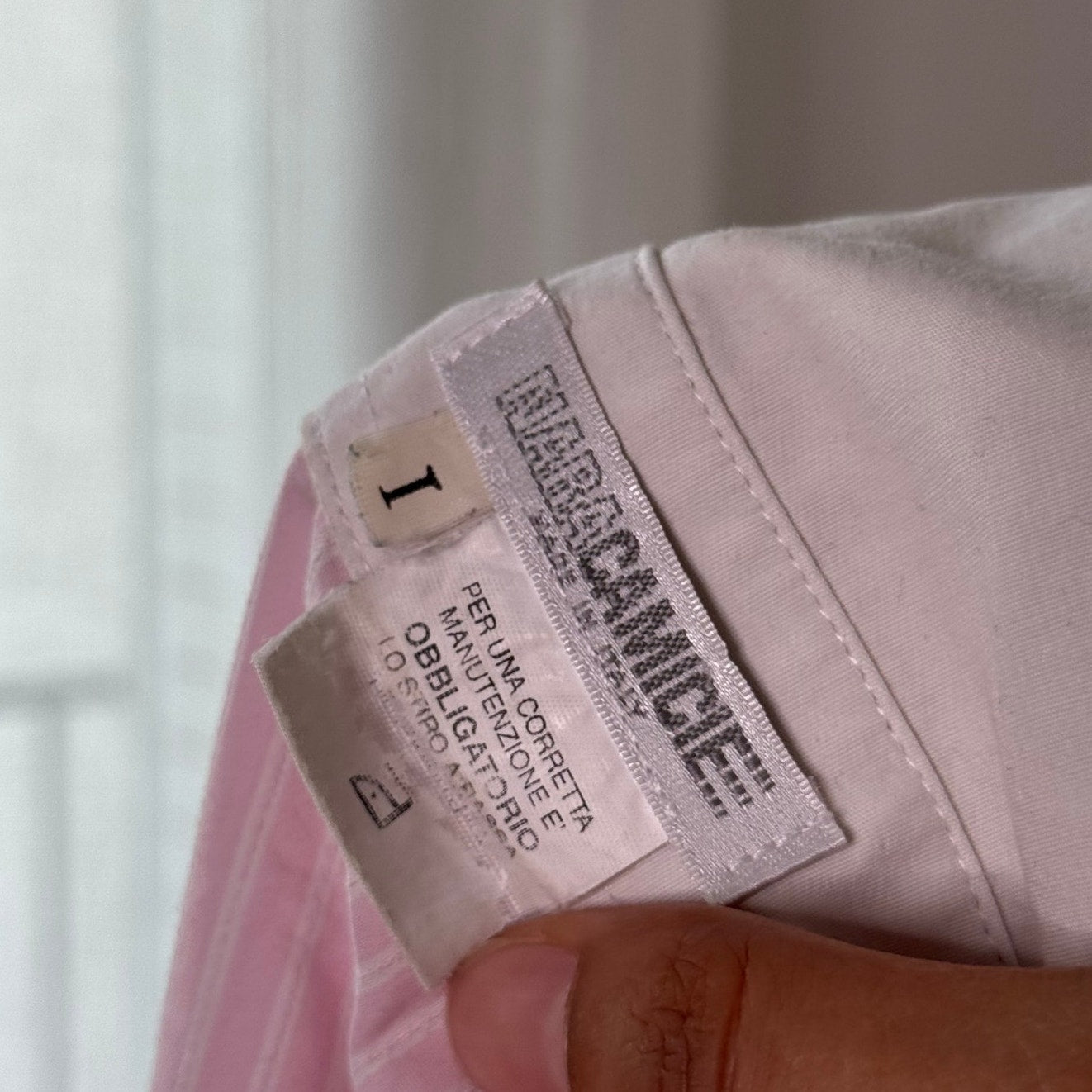 Vintage Pink White Striped Puff Sleeve Blouse Y2K (S)