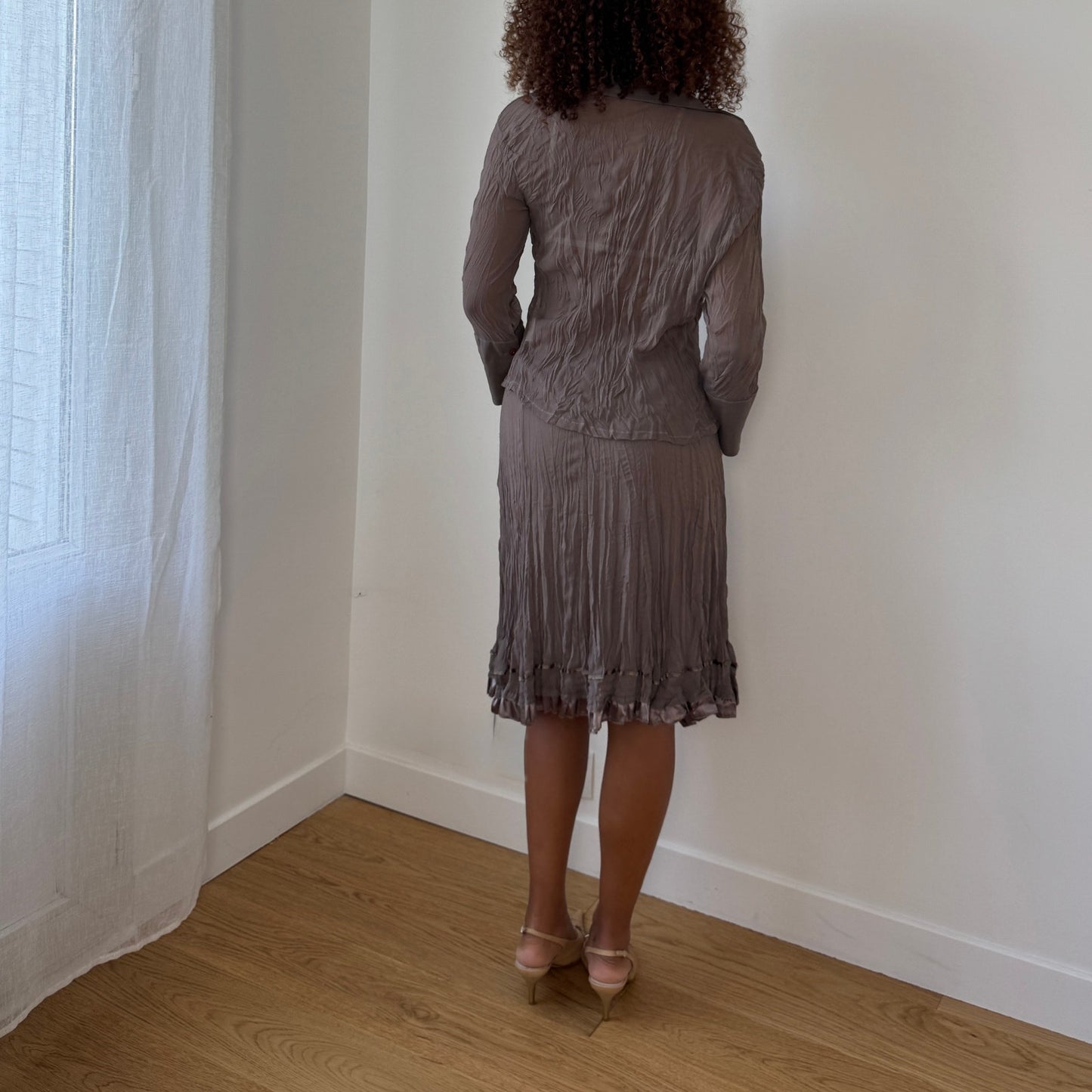 Vintage Italian Mesh Tie-Front Blouse (S/M)