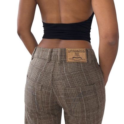 Vintage Euro brown plaid wool capri pants (XS/S)