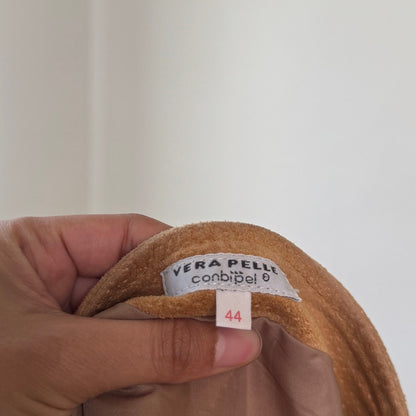 Vintage Camel Suede Leather Mini Skirt (S)