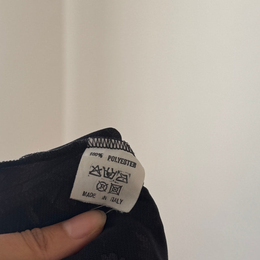 Vintage Italian Patchwork Floral Mesh Dress with Ruffle Hem (M)