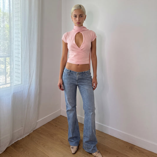 Vintage Low Rise Light Wash Flare Jeans (S)