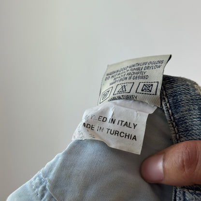 Vintage Blue Distressed Patchwork Capri Jeans Italian Y2K Cotton (S)