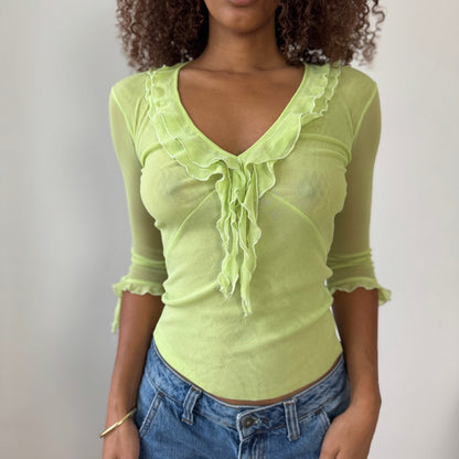 Vintage Italian Mesh Ruffle Top (S)