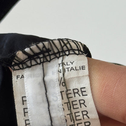 Vintage Italian black tiered midi skirt with velvet panel & beaded trim (S)