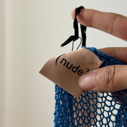 Vintage Italian 00s Blue Linen Knit Long Sleeve Top (Medium)