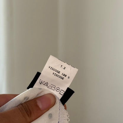 Vintage White Floral Polka Dot Mesh Midi Skirt Purple Rose Y2K French 100% Viscose (S)