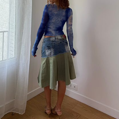 Vintage Italian Black Mesh Midi Skirt (Small)